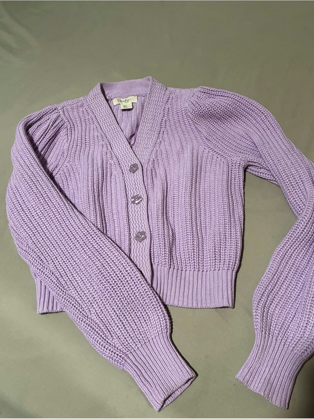 Jessica Simpson Lavender Cropped Knit Cardigan